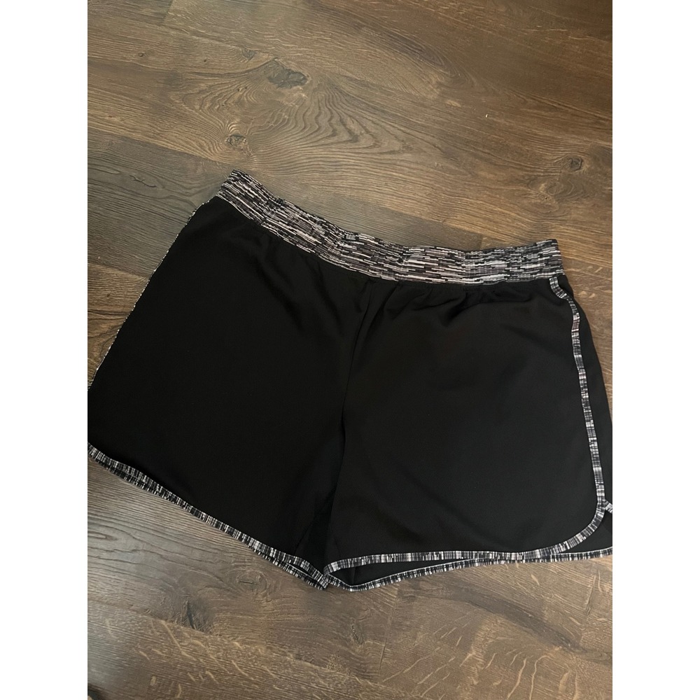 Made For Life Womens Black Quick-Dri Athletic Running Shorts Space Dye Trim XLT